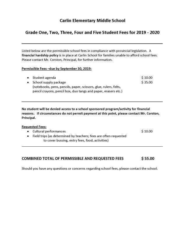 GRADES1,2,3,4,5, SCHOOL FEES 2019_20